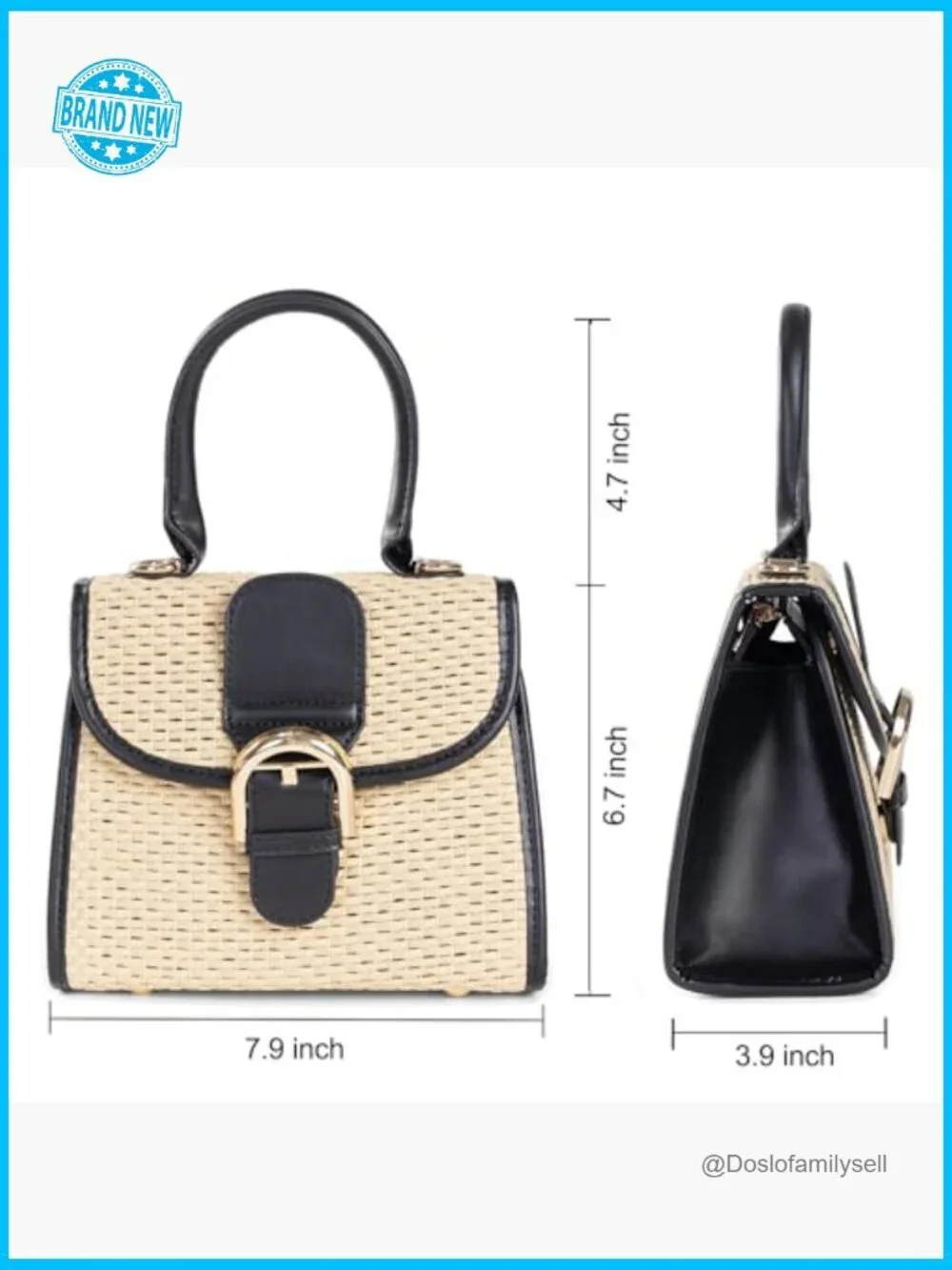 Retro Straw Woven Crossbody Bag Small Satchel Shoulder Messenger Purse